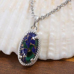 Matrix Azurite Malachite Pendent.